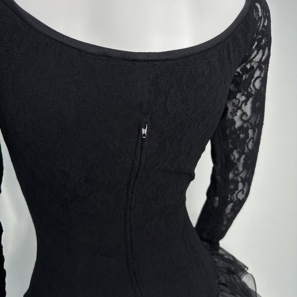 Tadashi Shoji Vintage Drop Waist Scoop Neck Lace Detail Mini Dress Womens Size S - Picture 12 of 15